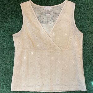Covington Lace Top, Large Cream Sleeveless Tank, Boho, Romantic Bridgerton, NWOT
